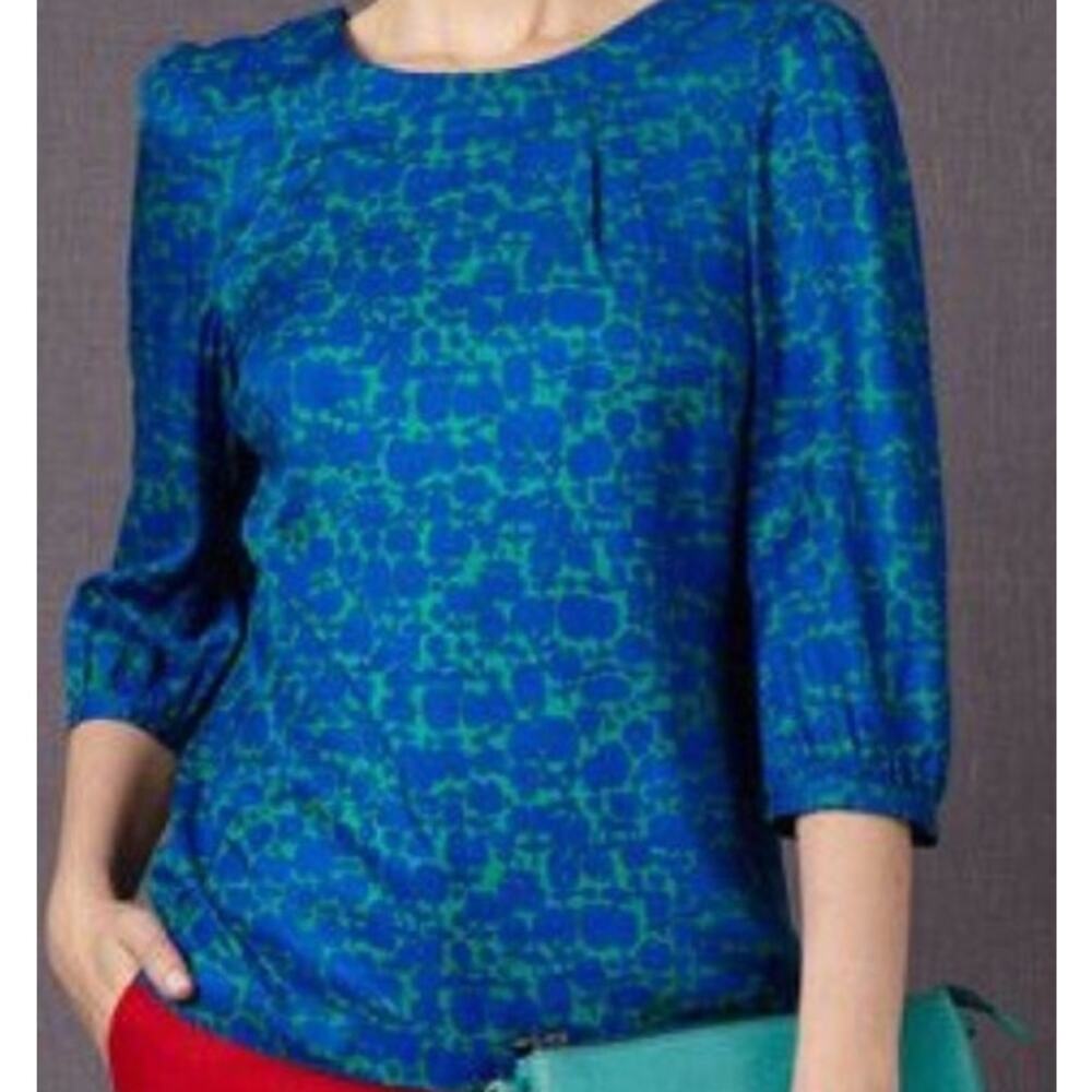 Boden Hampstead Silk Blend Popover Blouse sz 4 Petite